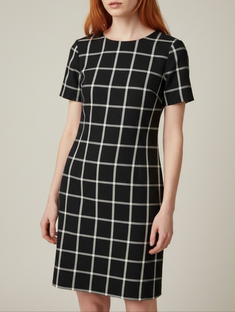 Contemporaine by Simons Black Windowpane Shift Dress